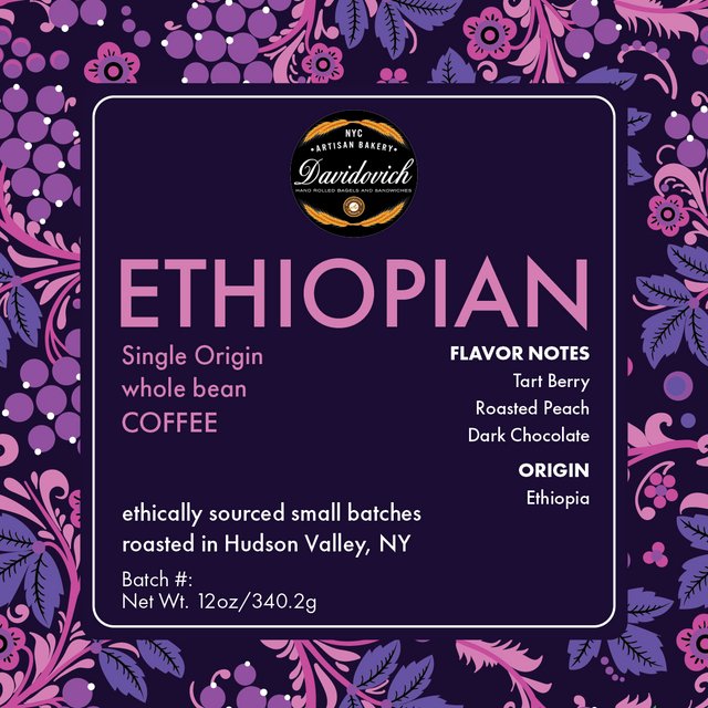 Ethiopian Single Origin Whole Bean Coffee 12oz - #shop_#CoffeeDavidovich Bakery