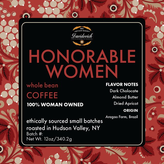 Honorable Women Whole Bean Coffee 12oz 100% Women Owned - #shop_#CoffeeDavidovich Bakery