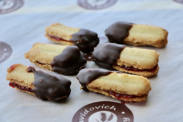 Chocolate Dipped Raspberry Filled Cookie Small Box 8oz - #shop_#cookiesDavidovich Bakery