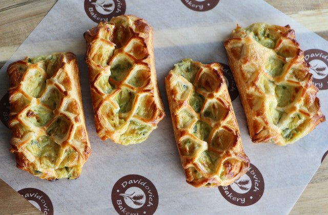 Large Butter Leek and Provolone Savory Croissants 4 Pieces - #shop_#savory pastriesDavidovich Bakery